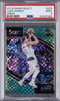 2018-19 Select Green Courtside Prizm #229 Luka Doncic Rookie Card (#1/5) – PSA MINT 9 "1 of 1!"